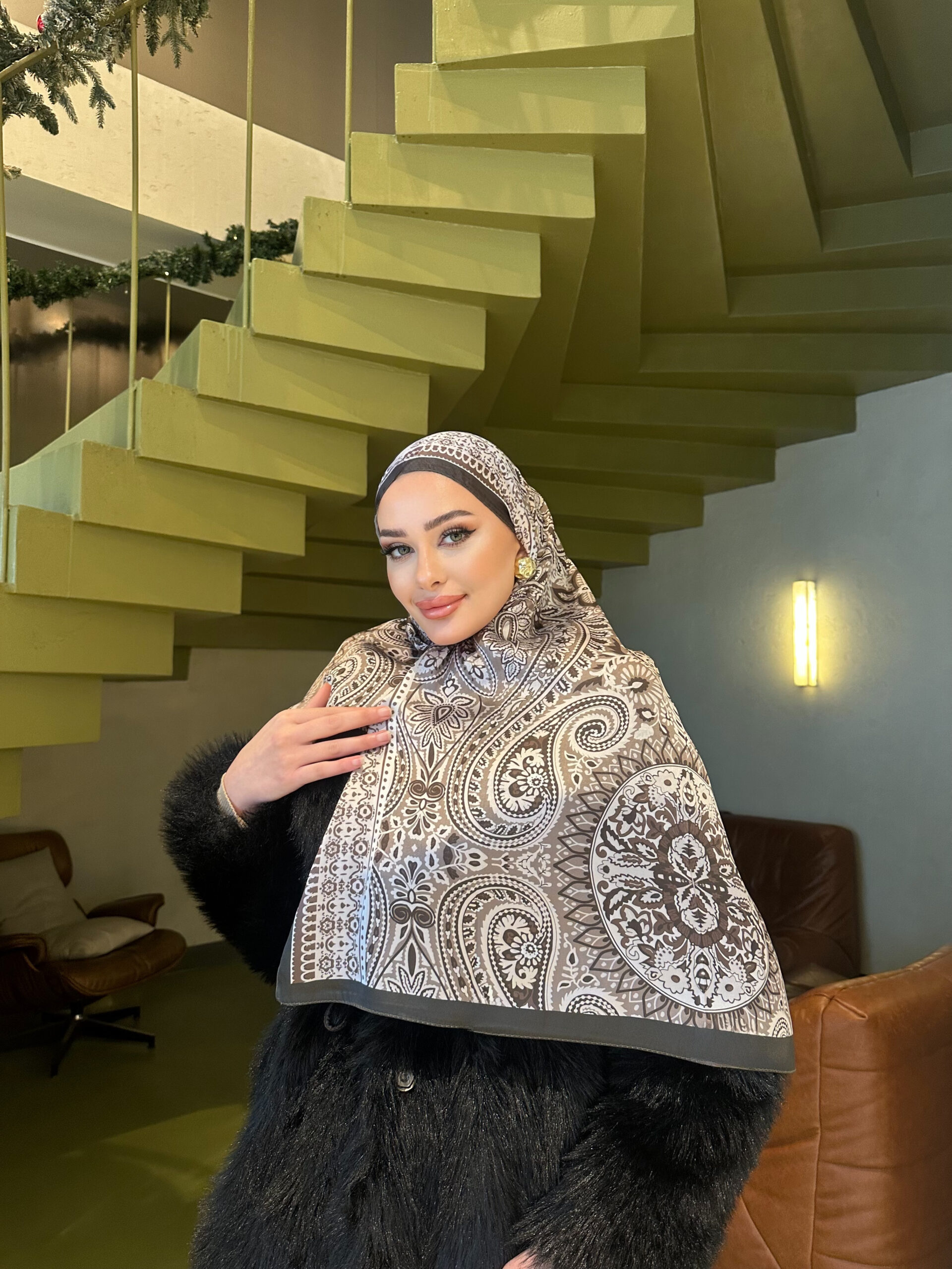 Şehzade Vual İpek Şal 10102 - Haki - Görsel 2