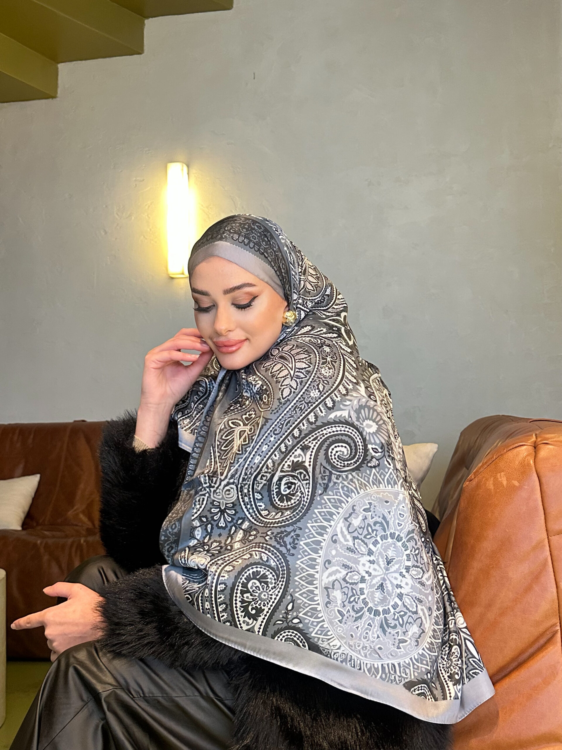 Şehzade Vual İpek Şal 10102 - Gri - Görsel 3