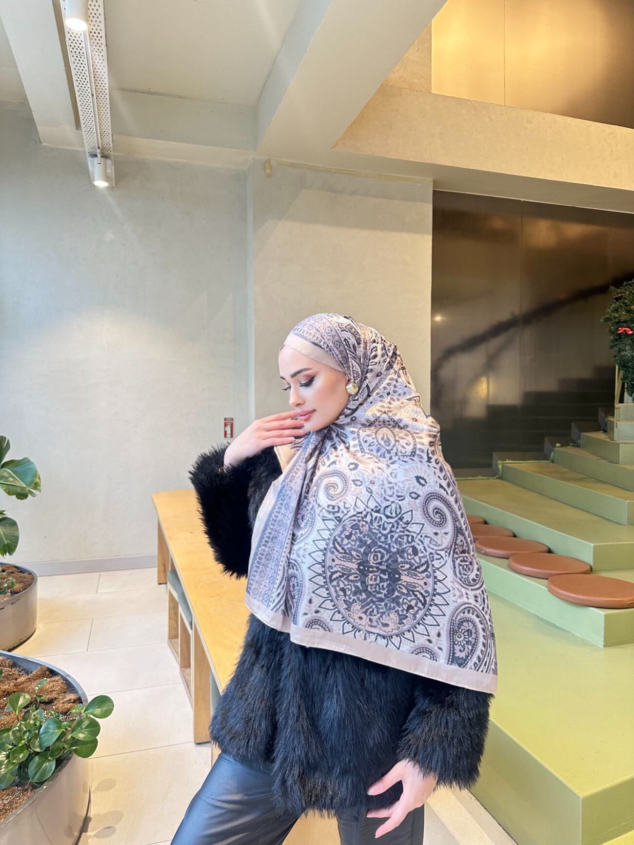 Şehzade Vual İpek Şal 10102 - Bal Köpüğü - Görsel 2