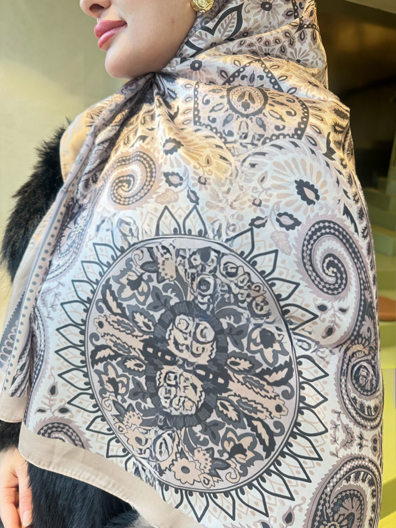 Şehzade Vual İpek Şal 10102 - Bal Köpüğü - Görsel 3