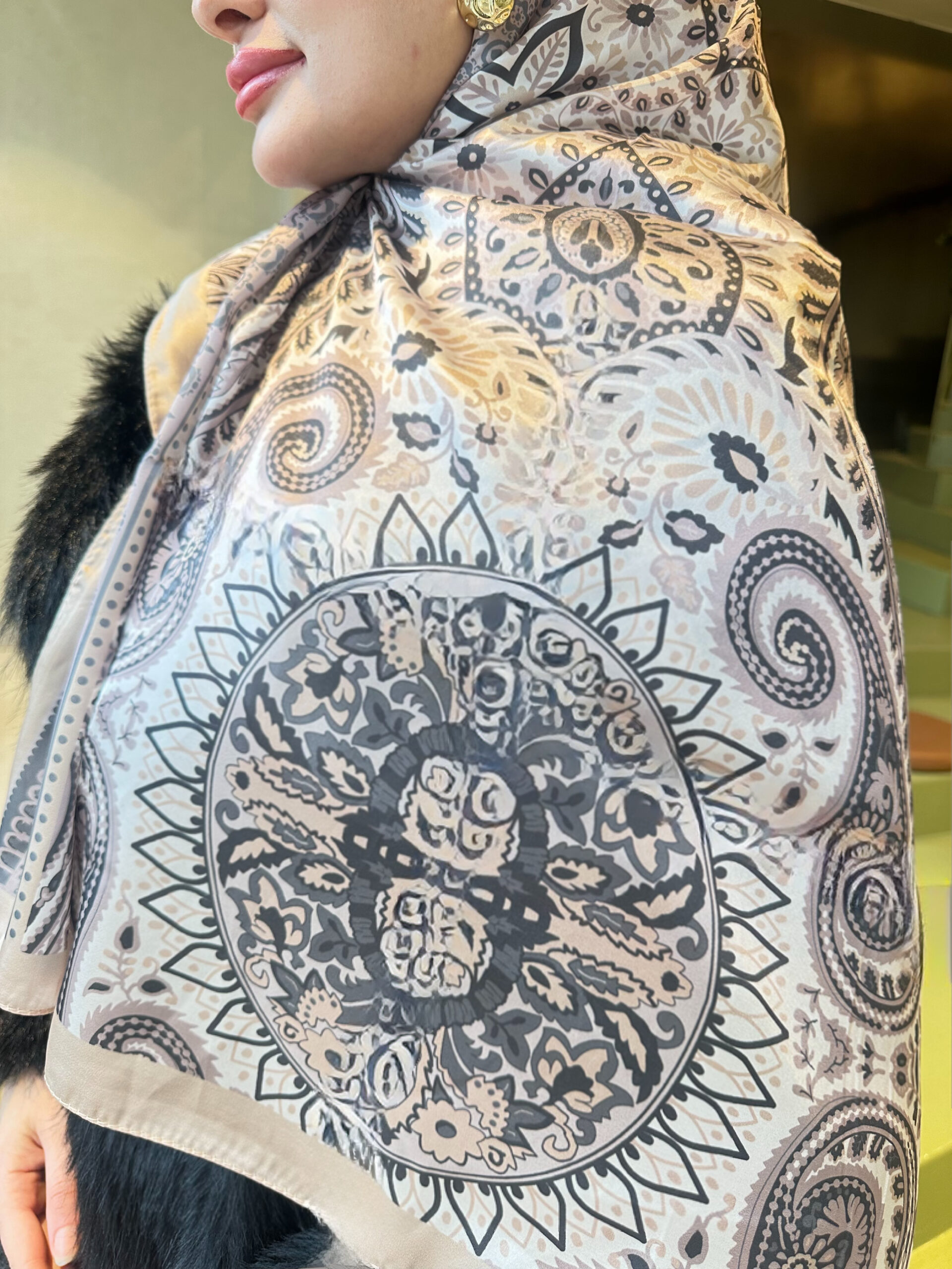 Şehzade Vual İpek Şal 10102 - Bal Köpüğü - Görsel 3