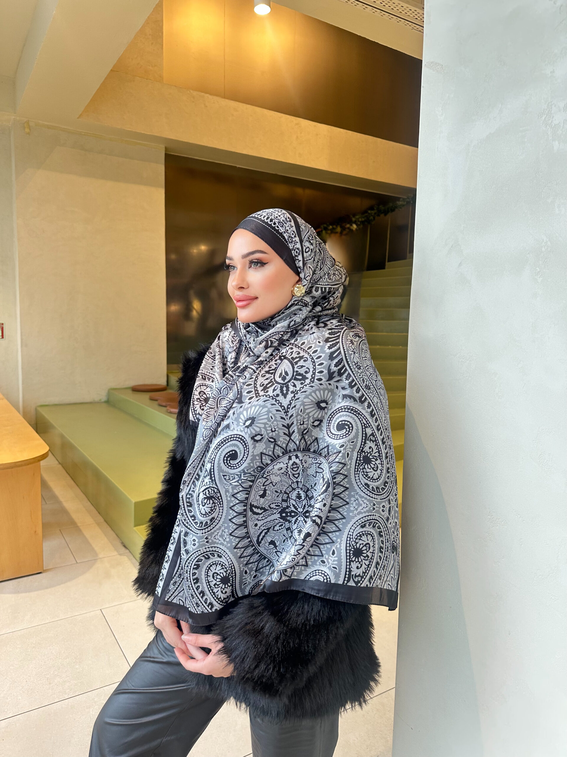 Şehzade Vual İpek Şal 10102 - Siyah - Görsel 2