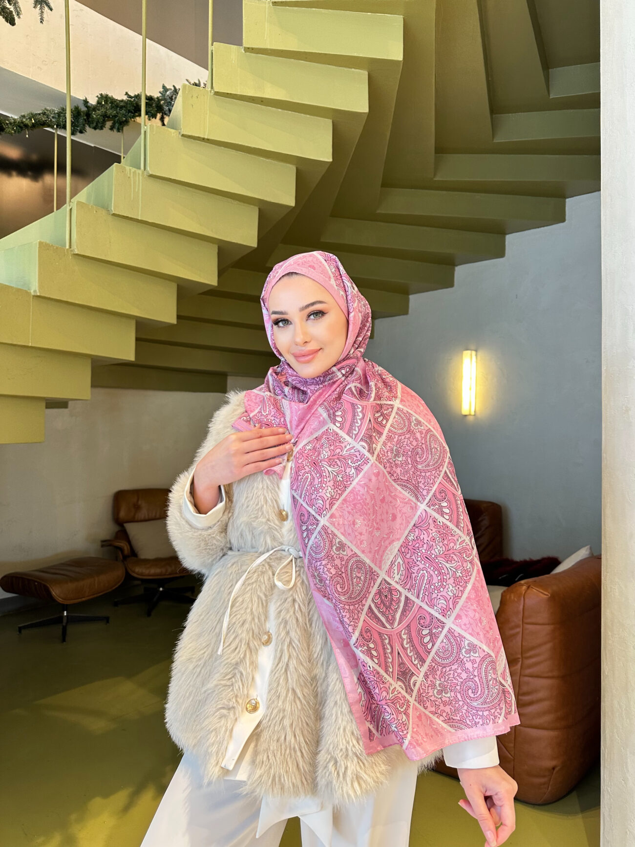 Şehnaz Vual İpek Şal 10103 Pamuk Şekeri - Görsel 3