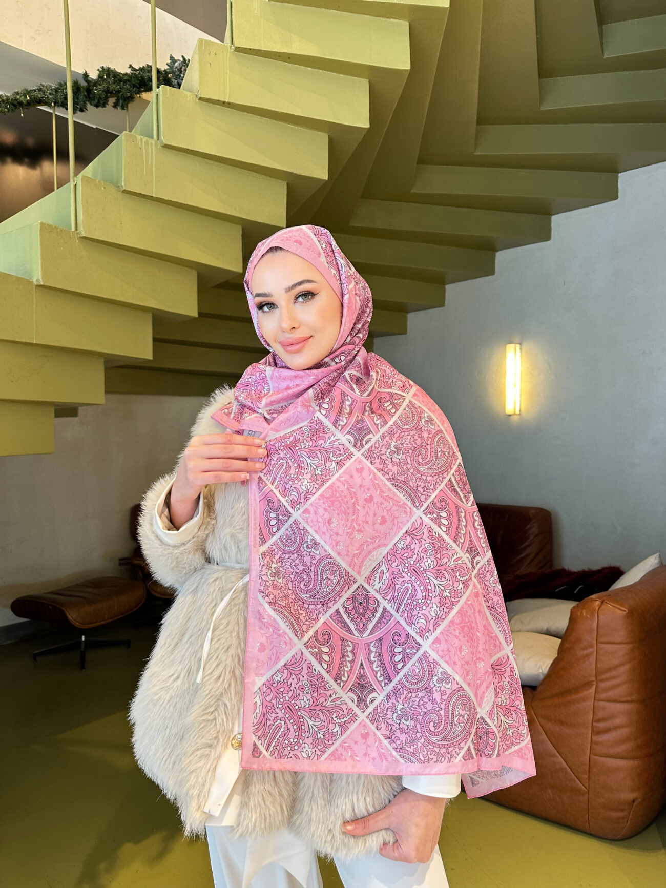 Şehnaz Vual İpek Şal 10103 Pamuk Şekeri - Görsel 2