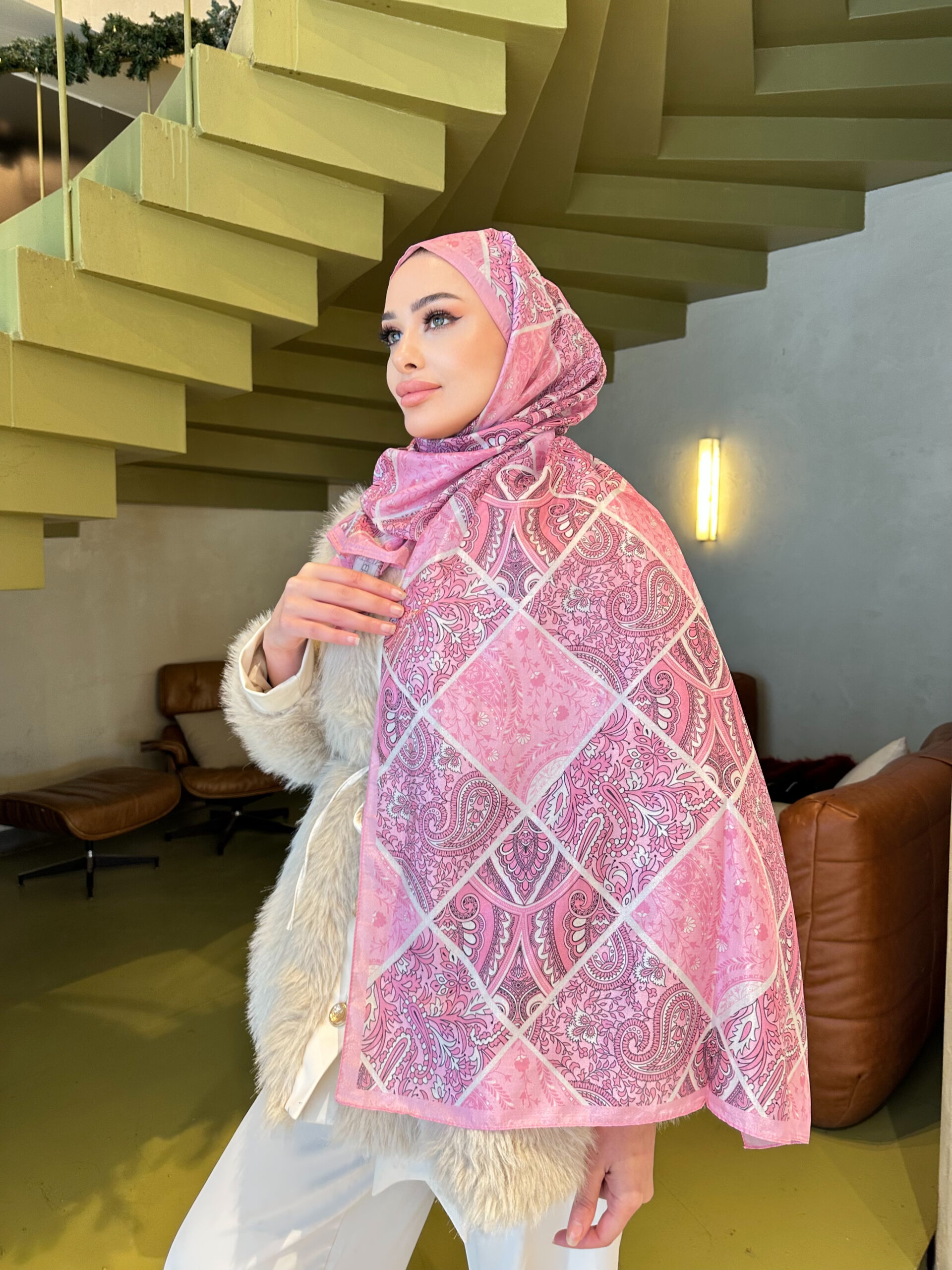 Şehnaz Vual İpek Şal 10103 Pamuk Şekeri