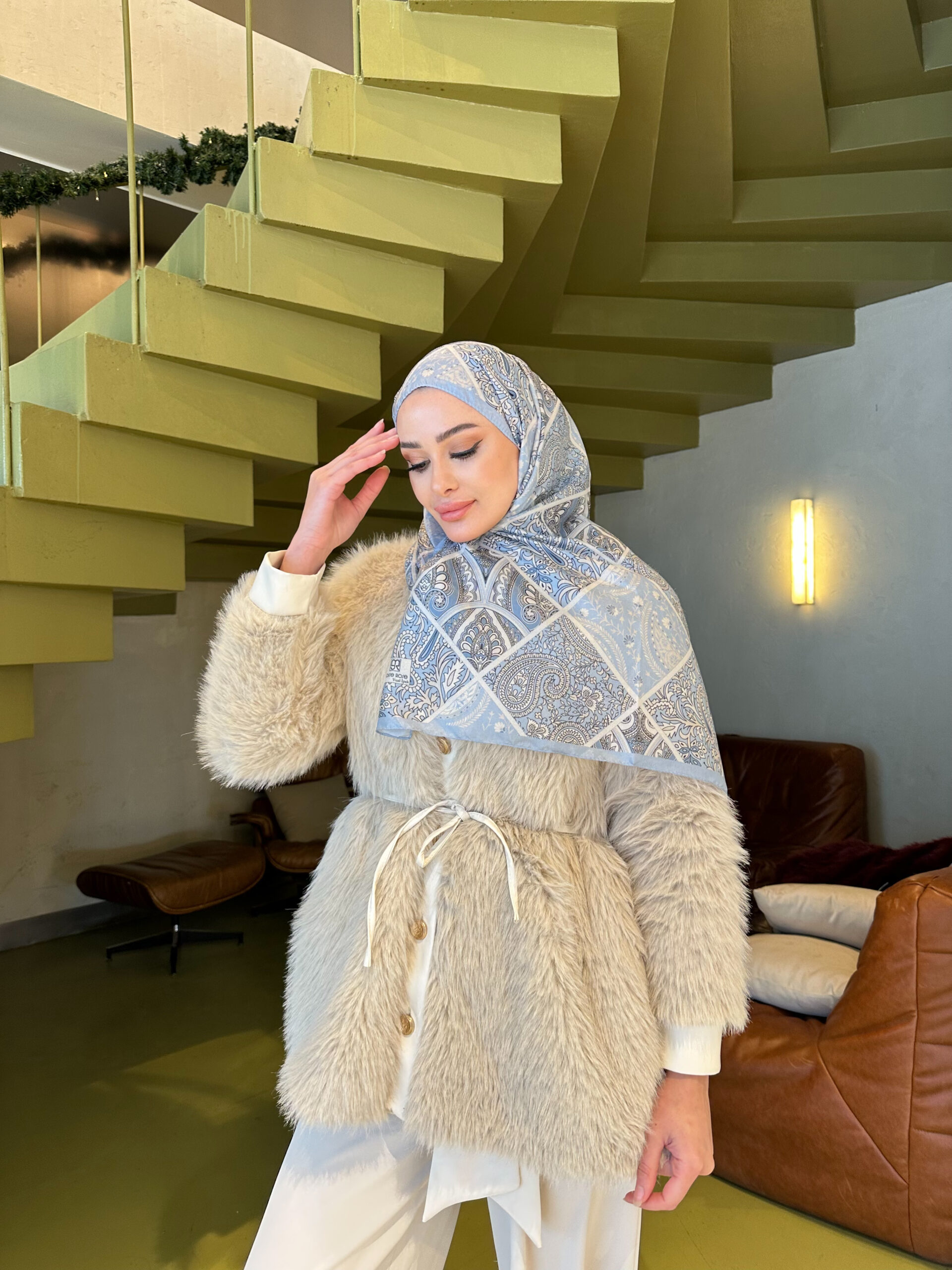 Şehnaz Vual İpek Şal 10103 Bebe Mavi - Görsel 2