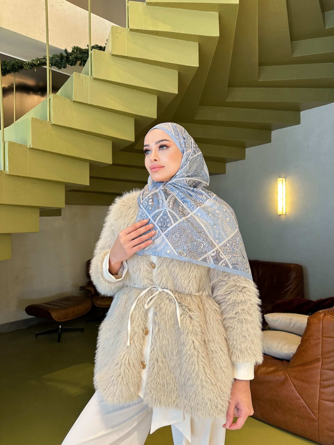 Şehnaz Vual İpek Şal 10103 Bebe Mavi