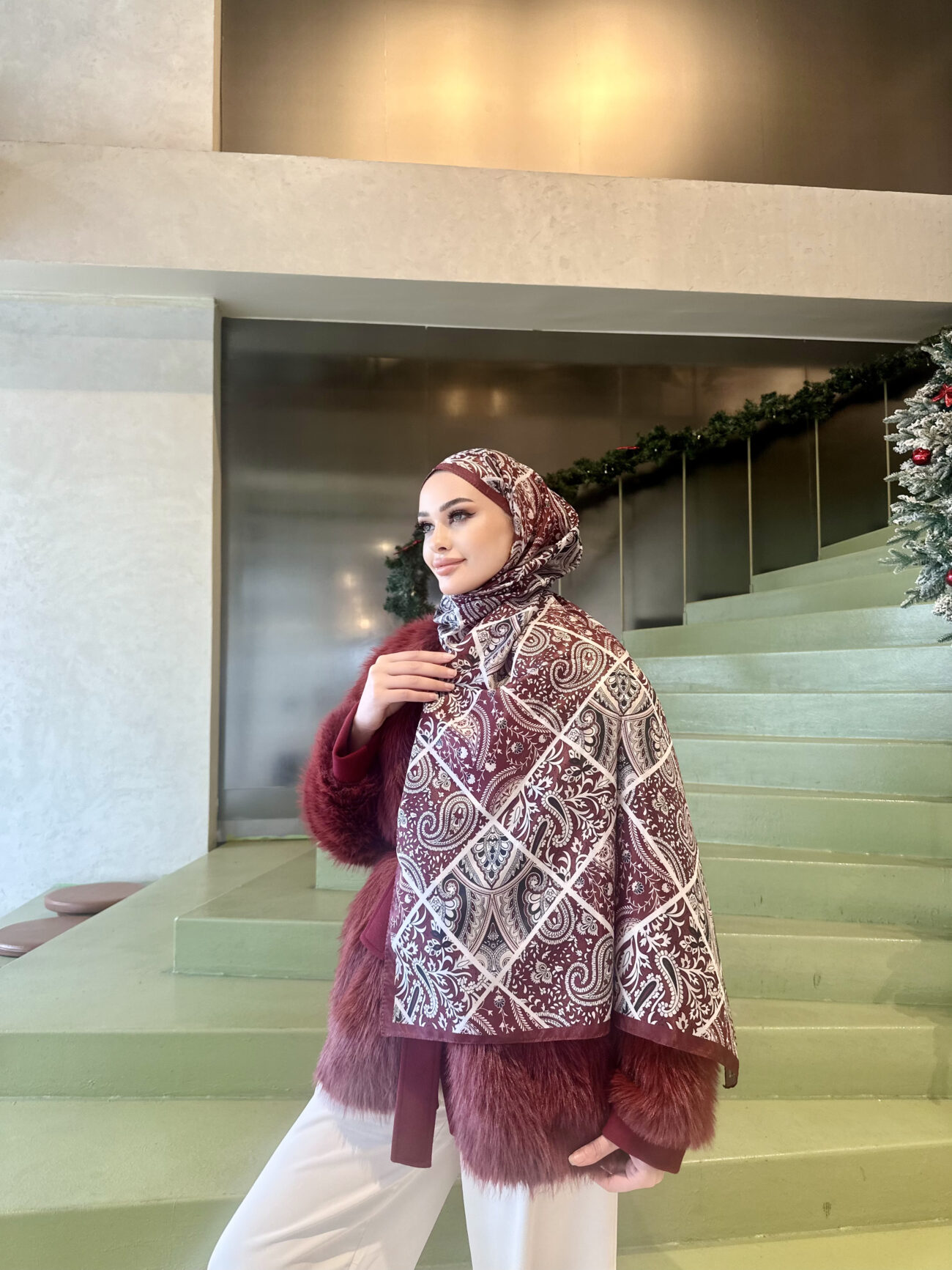 Şehnaz Vual İpek Şal 10103 - Bordo