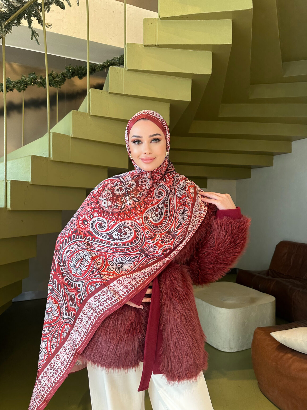 Şehzade Vual İpek Şal 10102 - Kırmızı