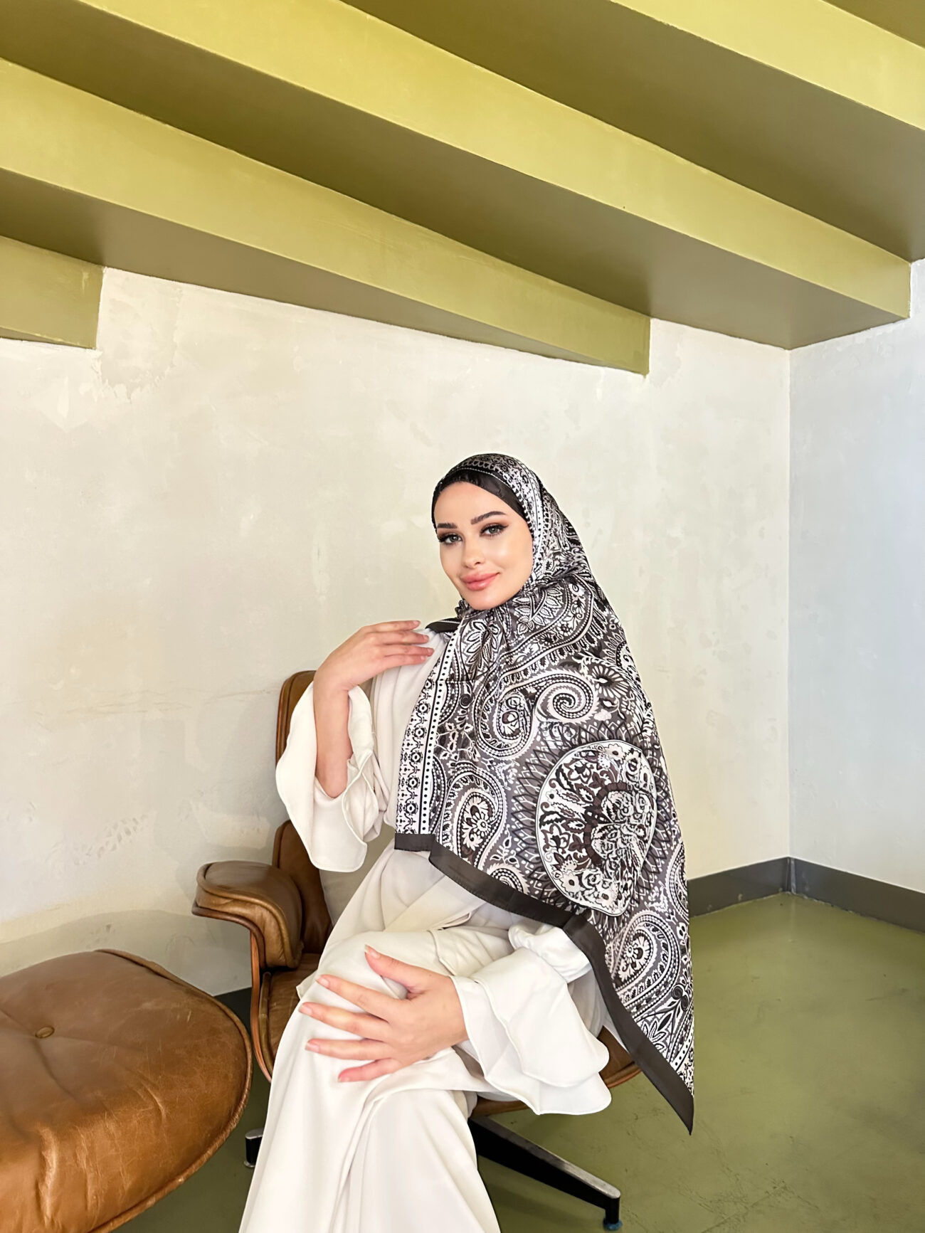 Şehzade Vual İpek Şal 10102 - Koyu Haki - Görsel 3