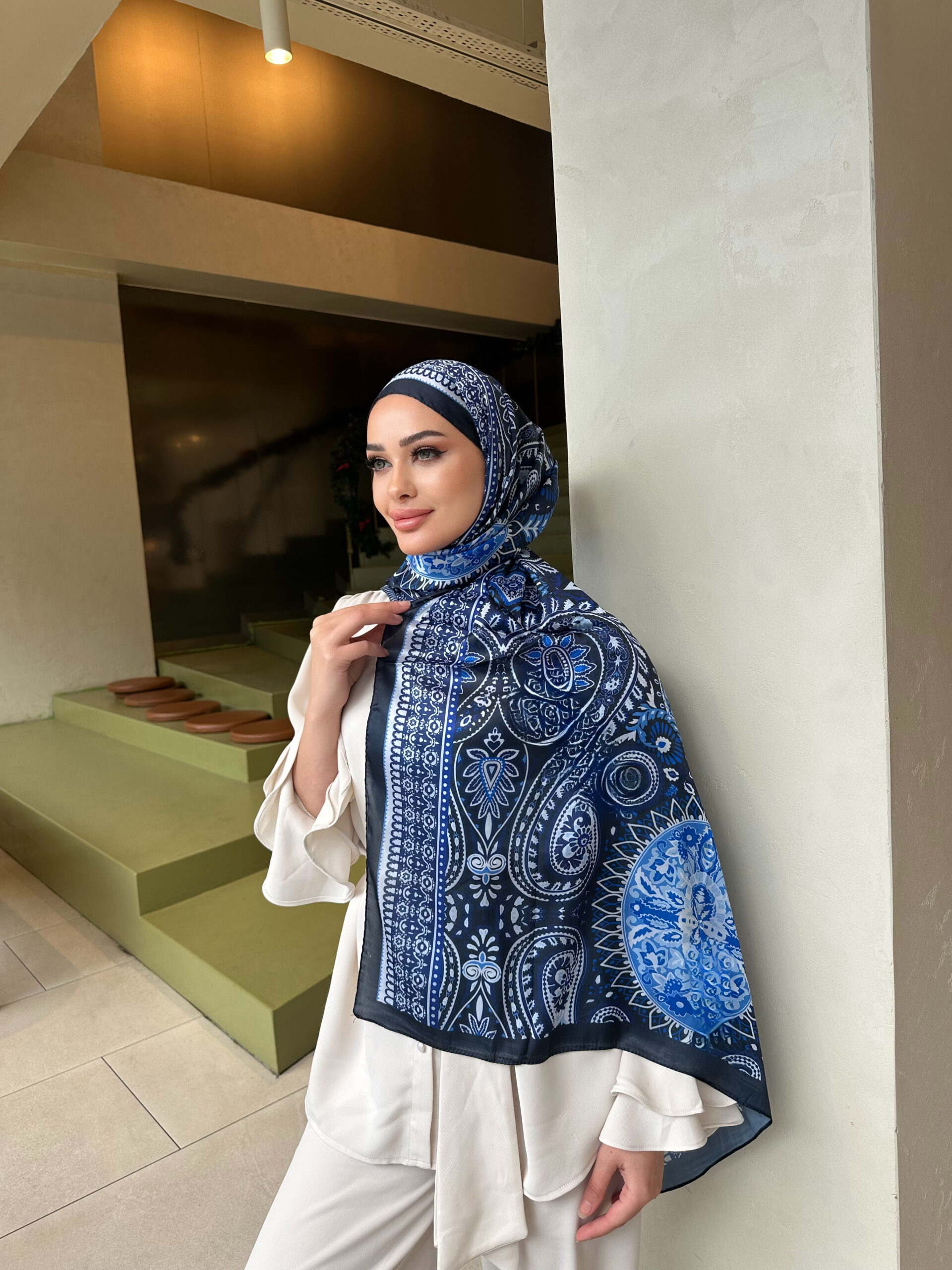 Şehzade Vual İpek Şal 10102 - Lacivert - Görsel 3