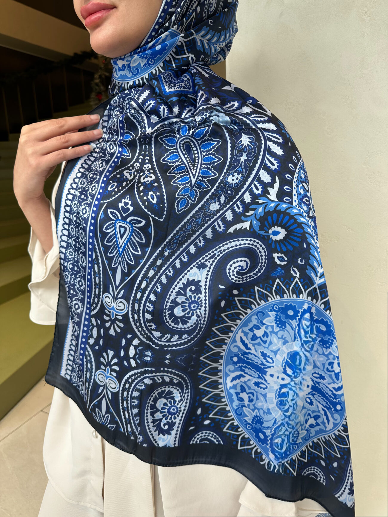 Şehzade Vual İpek Şal 10102 - Lacivert - Görsel 2