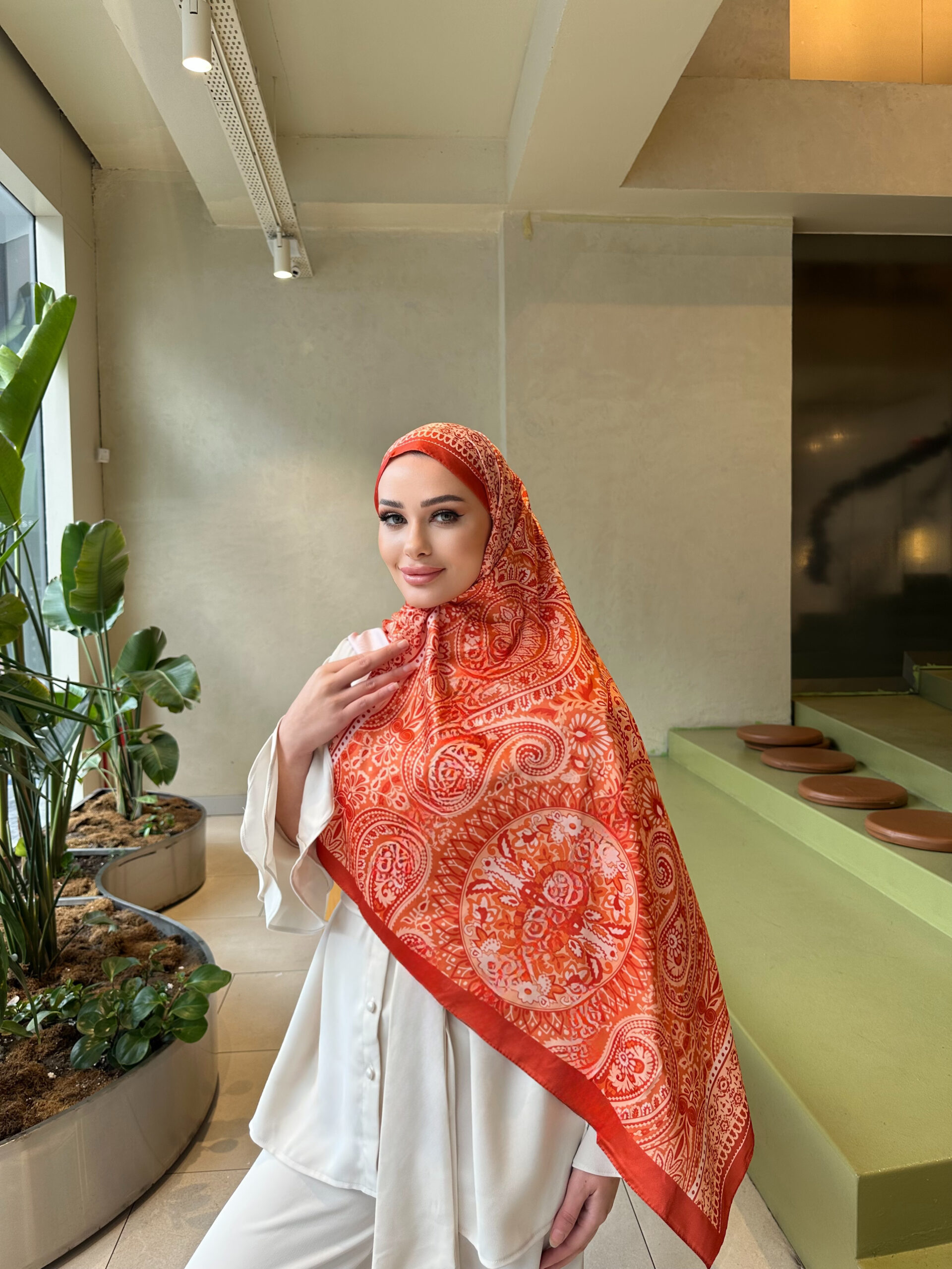 Şehzade Vual İpek Şal 10102 - Turuncu