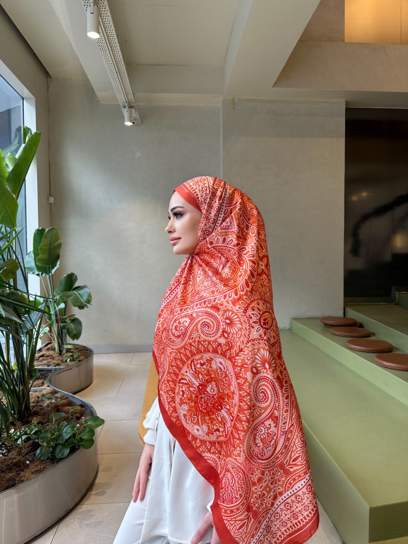 Şehzade Vual İpek Şal 10102 - Turuncu - Görsel 3