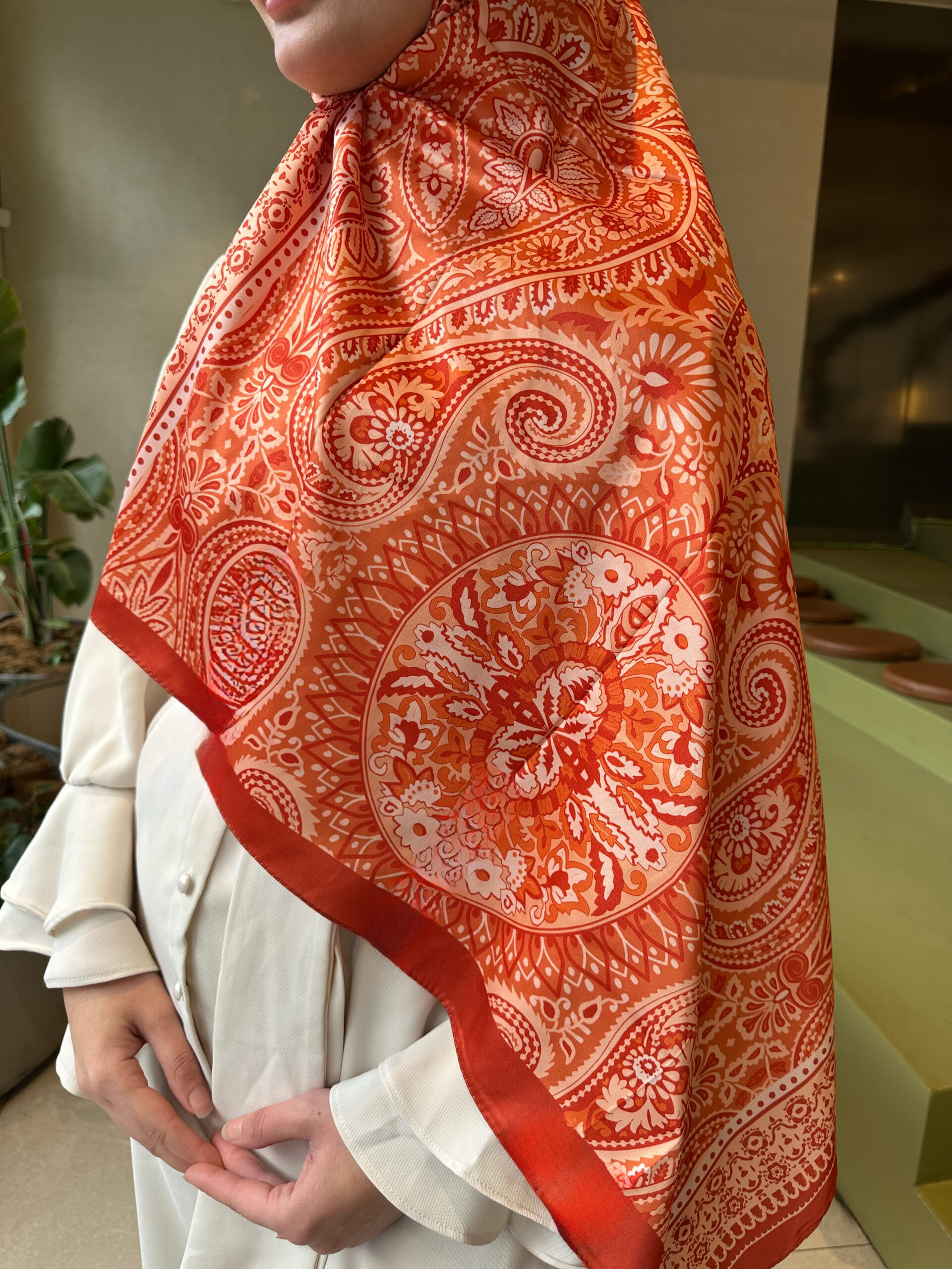 Şehzade Vual İpek Şal 10102 - Turuncu - Görsel 2