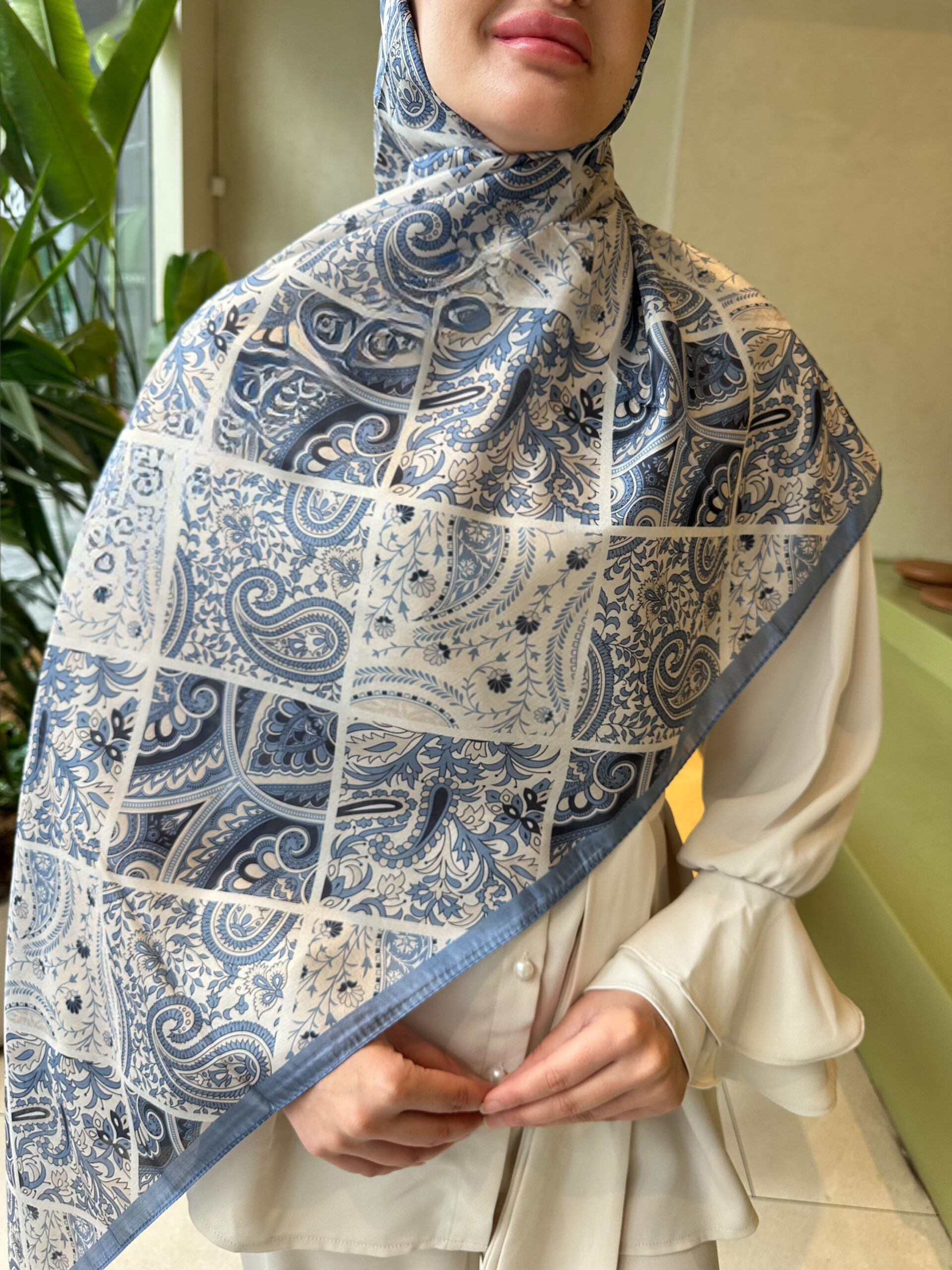 Şehnaz Vual İpek Şal 10103 - İndigo - Görsel 2