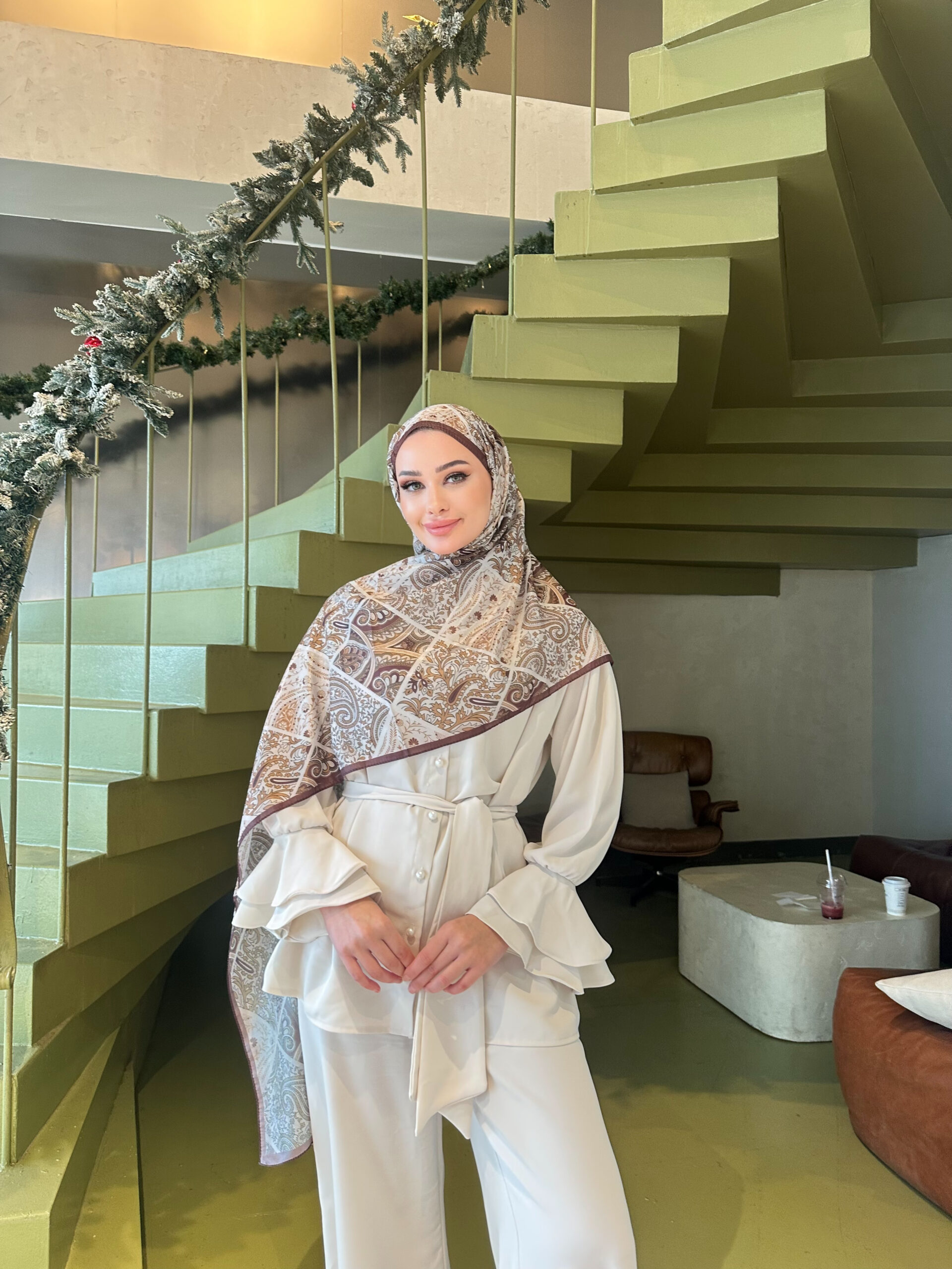 Şehnaz Vual İpek Şal 10103 - Acı Kahve - Görsel 3