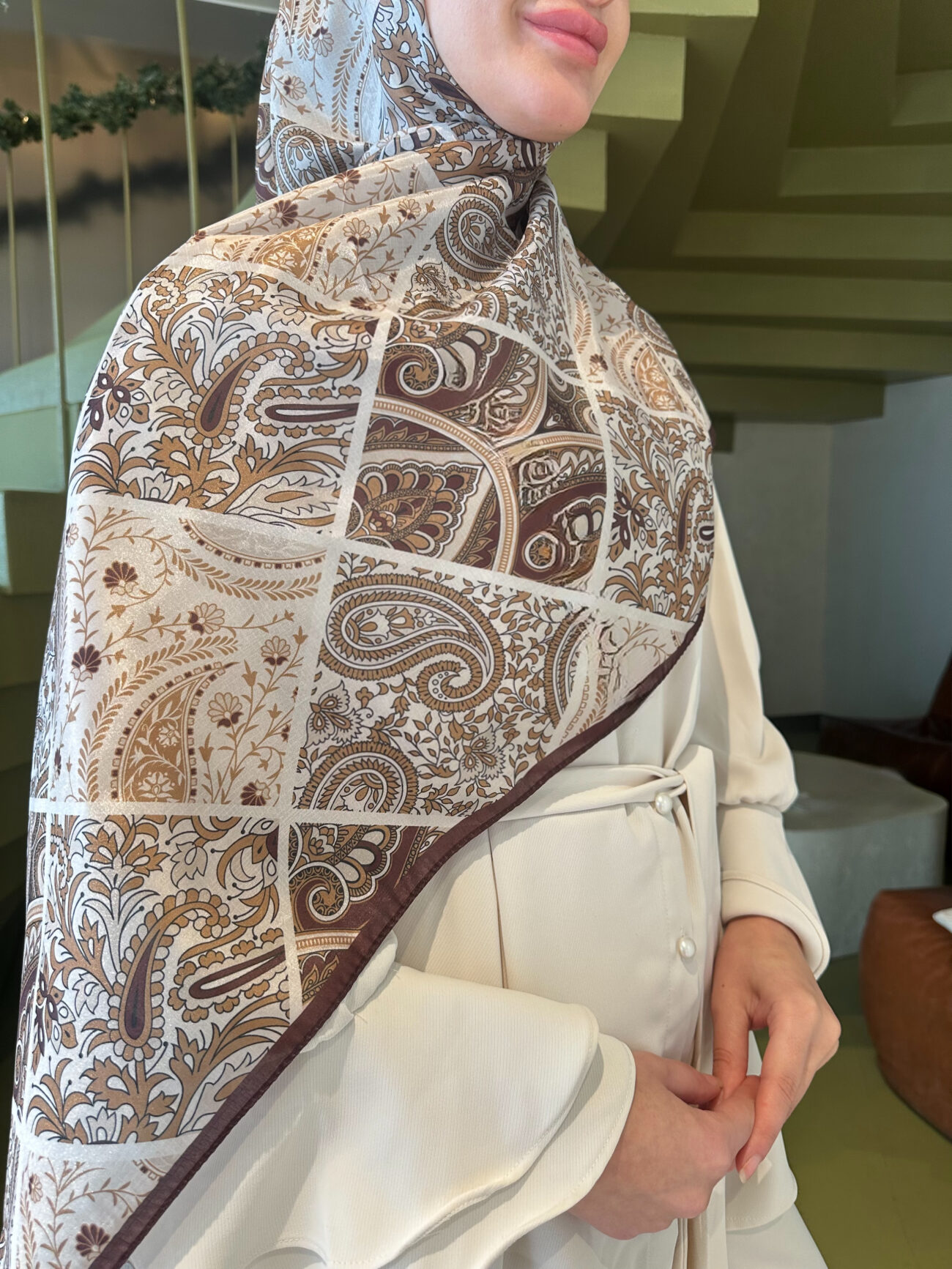 Şehnaz Vual İpek Şal 10103 - Acı Kahve - Görsel 2