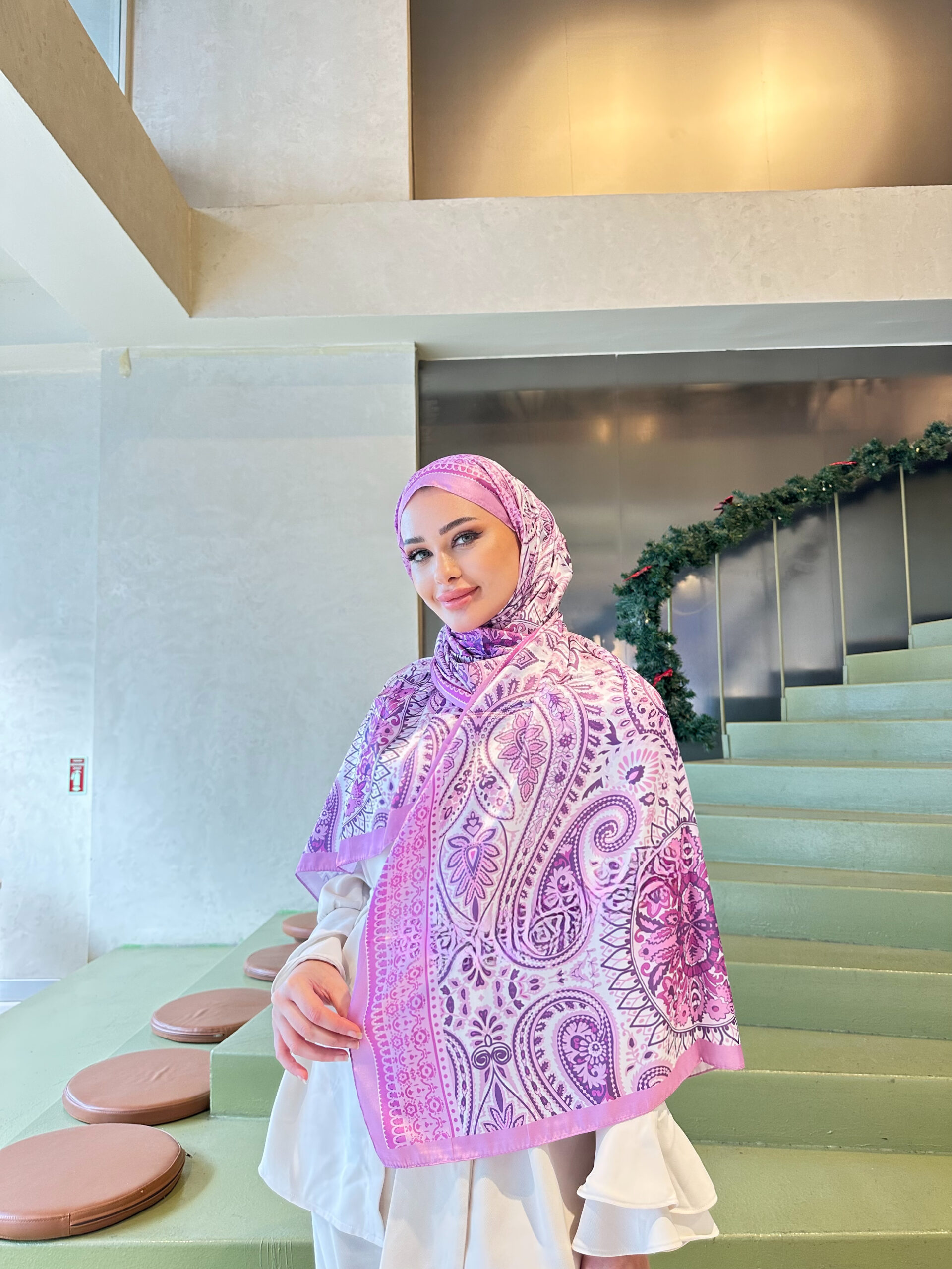 Şehzade Vual İpek Şal 10102 - Lavanta Pembe - Görsel 4