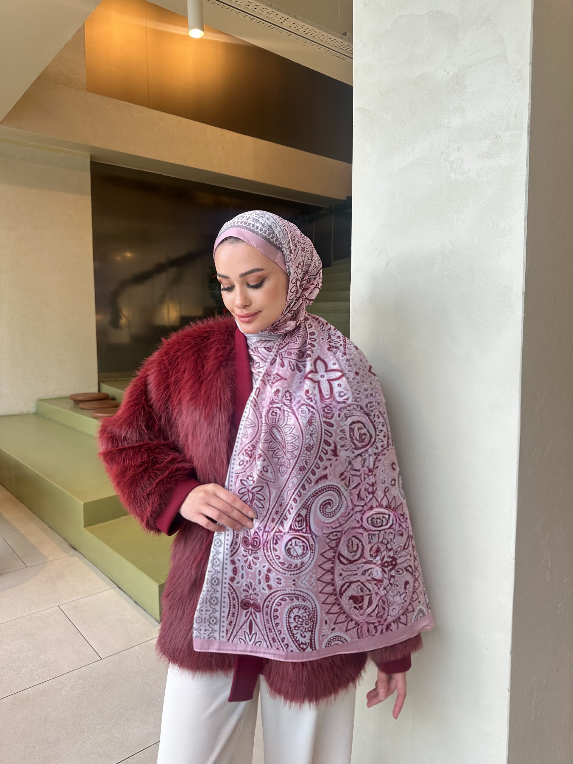 Şehzade Vual İpek Şal 10102 - Toz Pembe