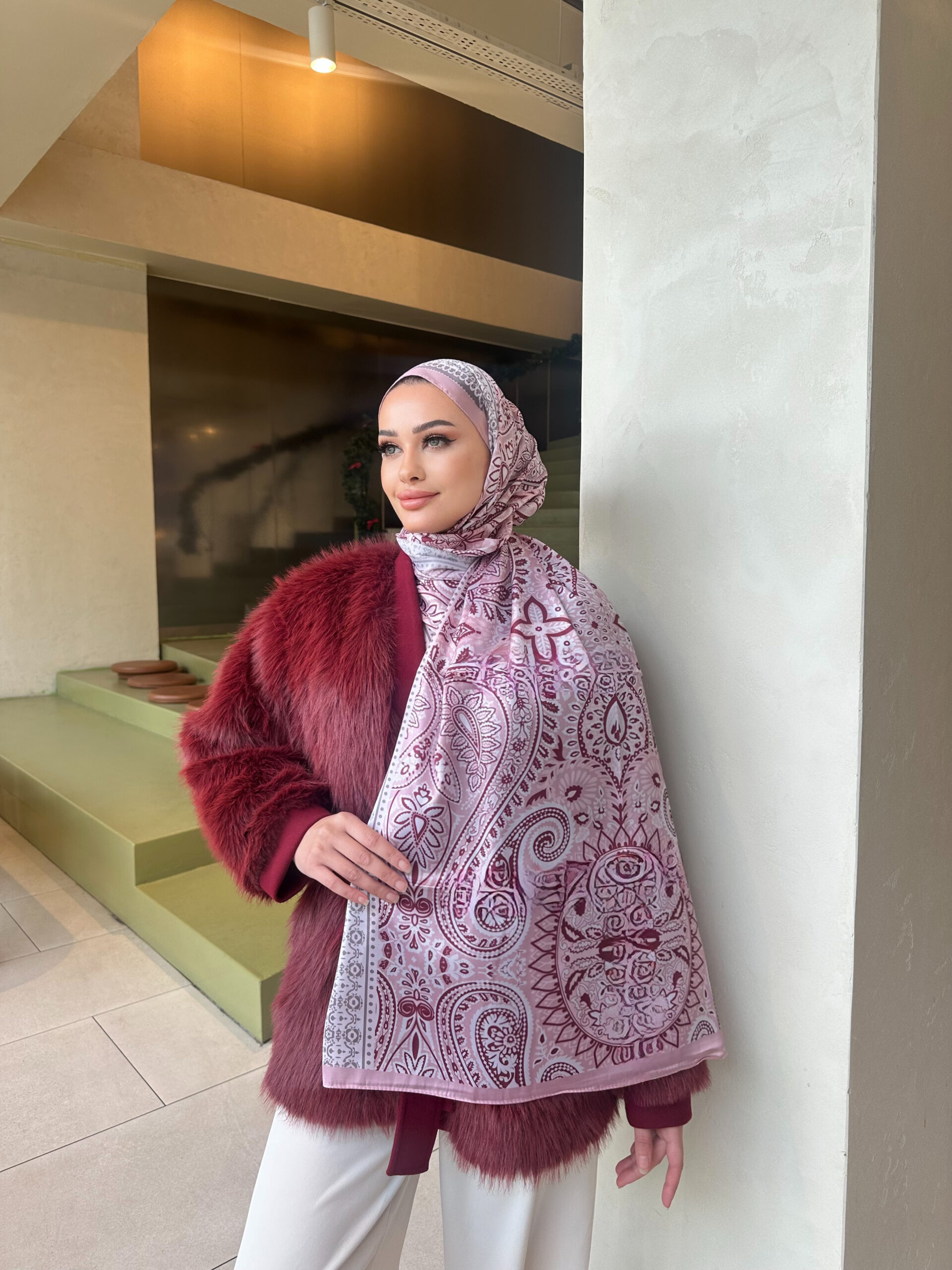 Şehzade Vual İpek Şal 10102 - Toz Pembe - Görsel 4