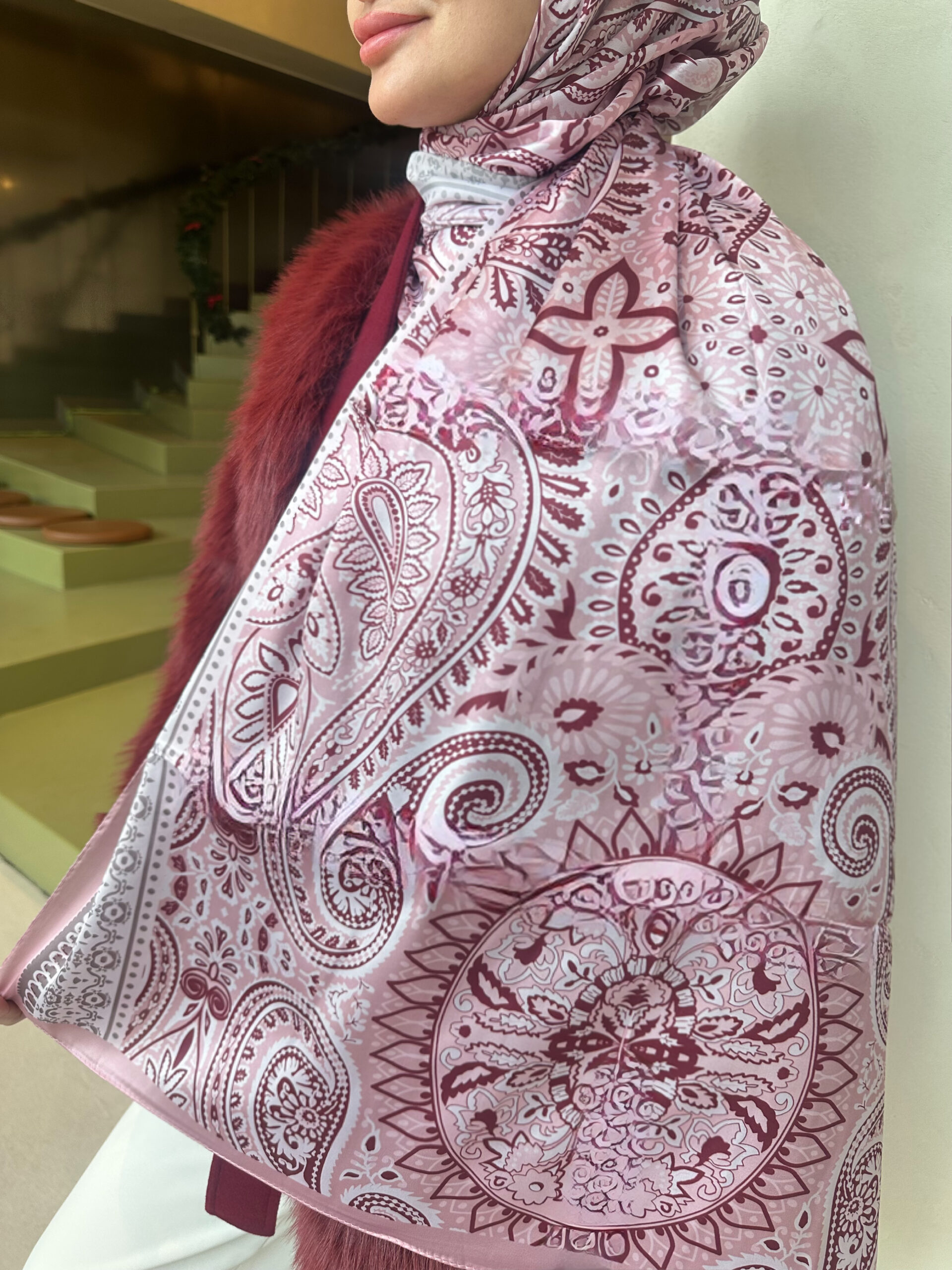 Şehzade Vual İpek Şal 10102 - Toz Pembe - Görsel 2