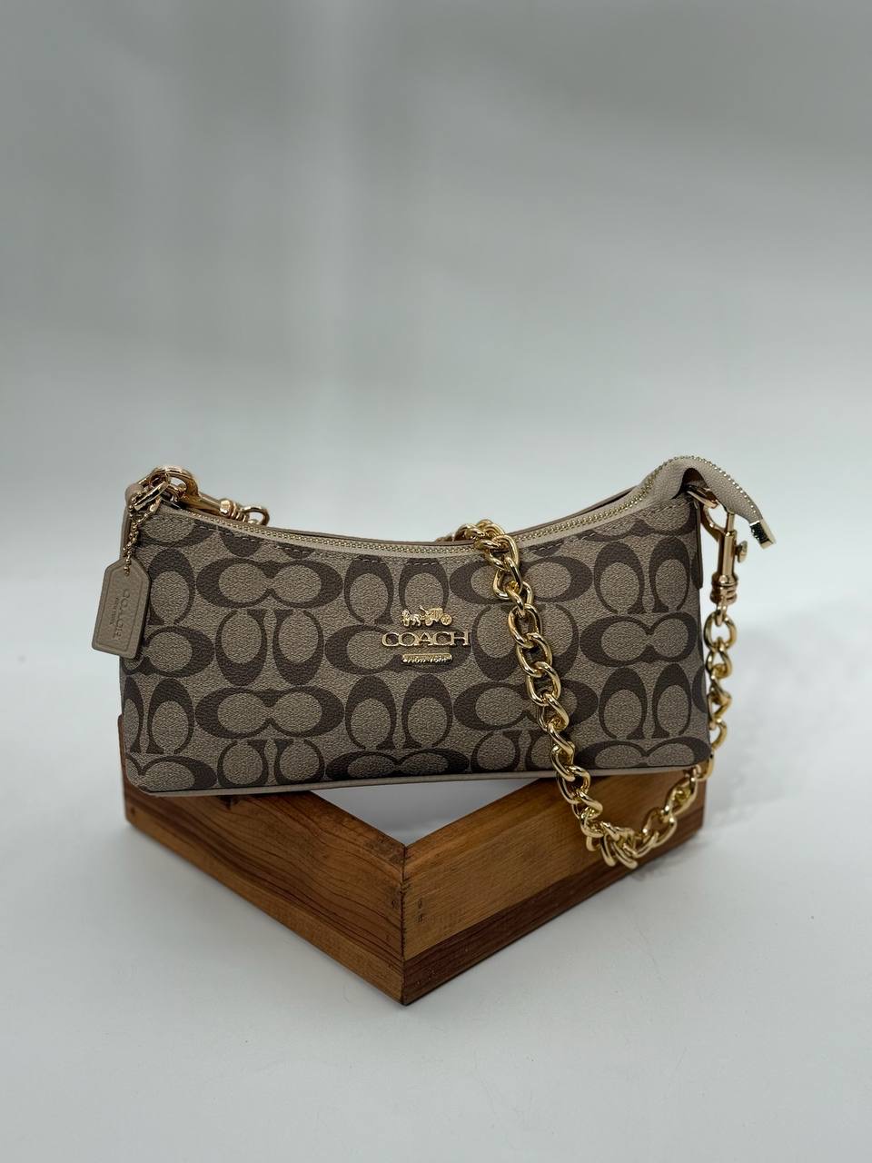 Coach monogram zincirli baget vizon vizon çanta