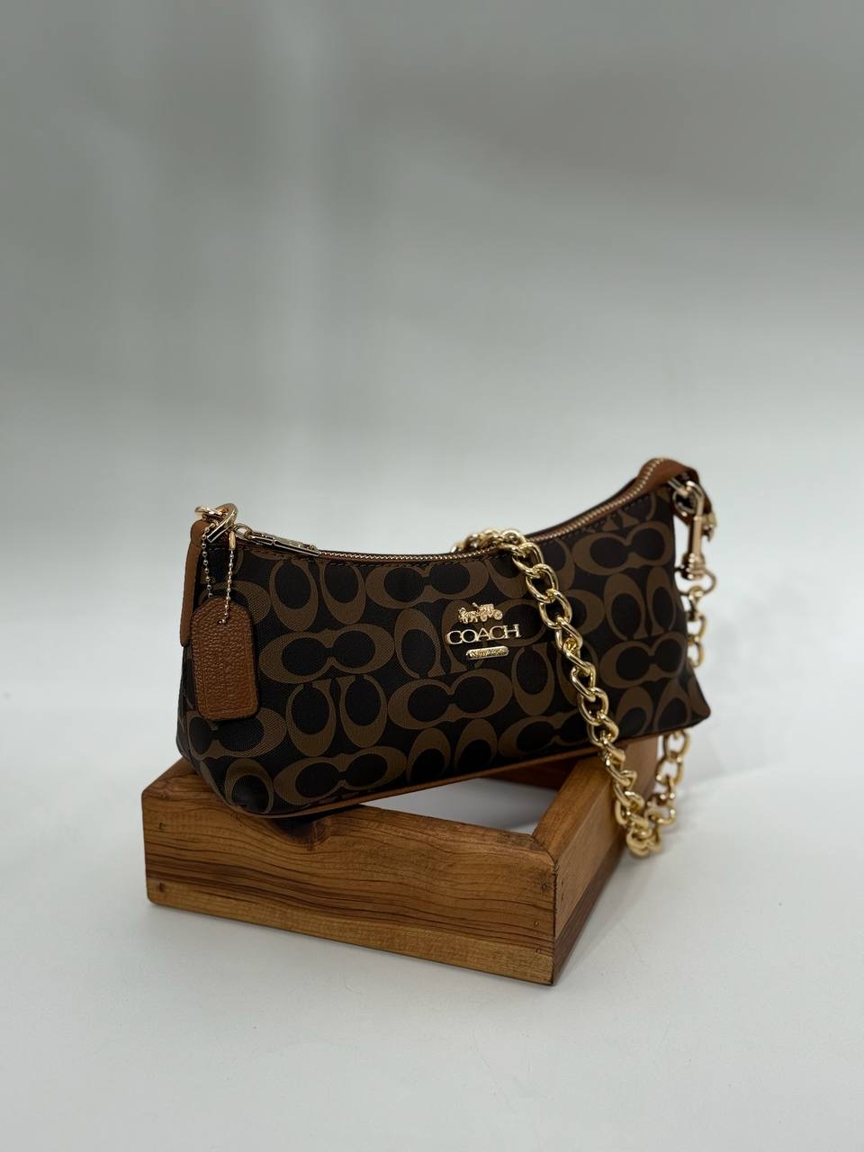 Coach monogram zincirli baget taba- Kahve çanta