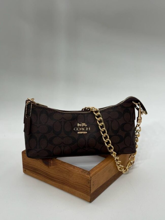 Coach monogram zincirli baget kahve çanta