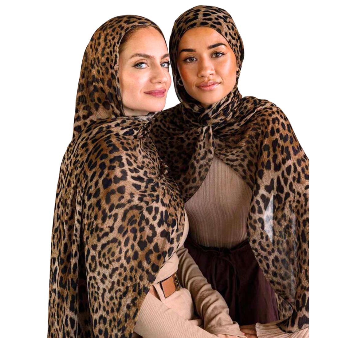 Leopar Pamuk Vual Şal- Kahve - Görsel 2