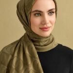 Dama Desen Yeşil Naia Pamuk Şal 70x200