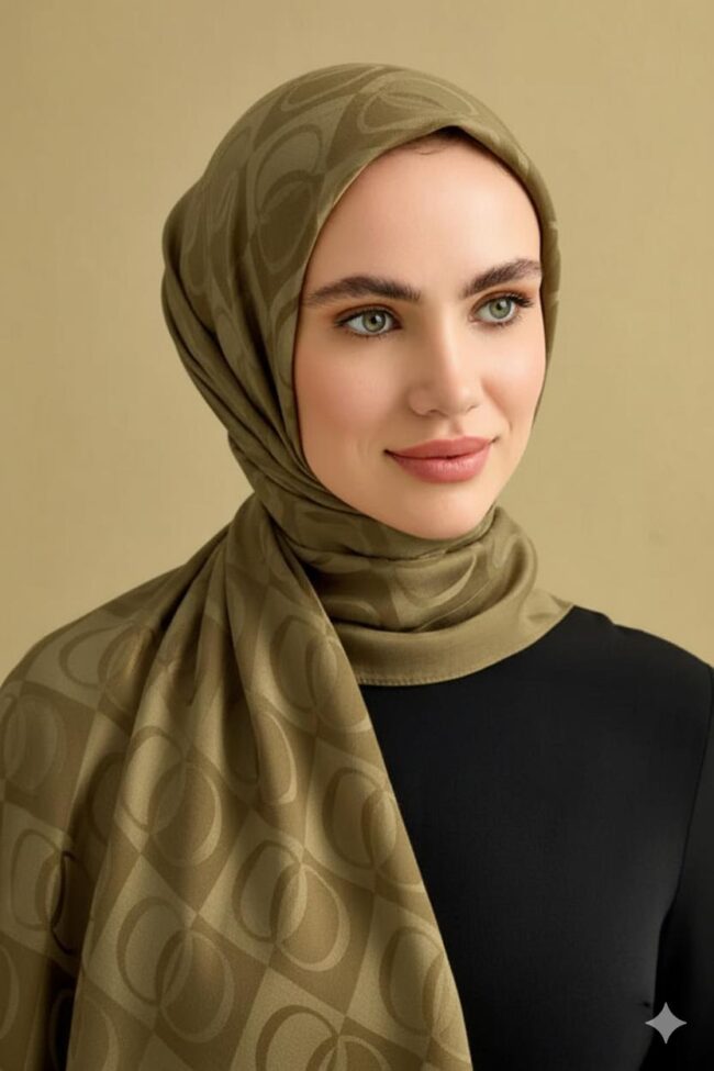 Dama Desen Yeşil Naia Pamuk Şal 70x200