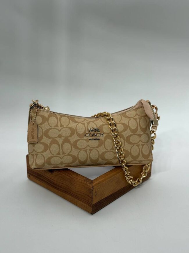 Coach monogram zincirli baget camel çanta