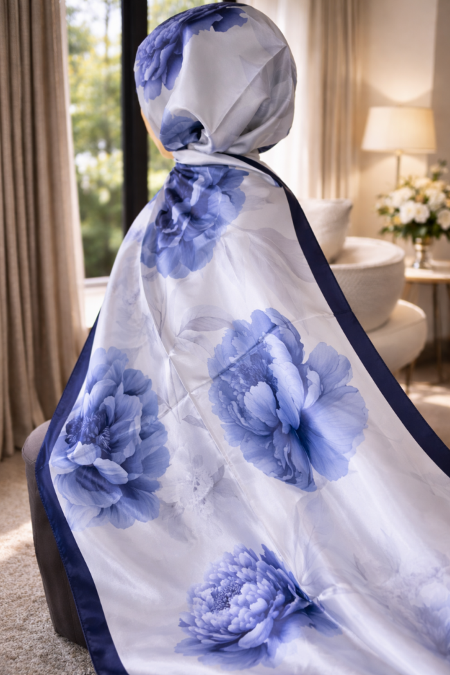 Flora Vual İpek Şal 10100 - Lila Esintisi