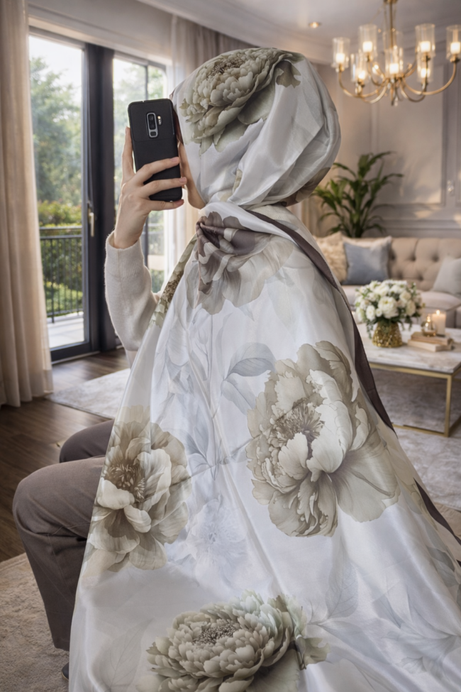 Flora Vual İpek Şal 10100 -Adaçayı