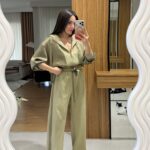 M.Dutti Saten Garnili İkili Takım - Yeşil