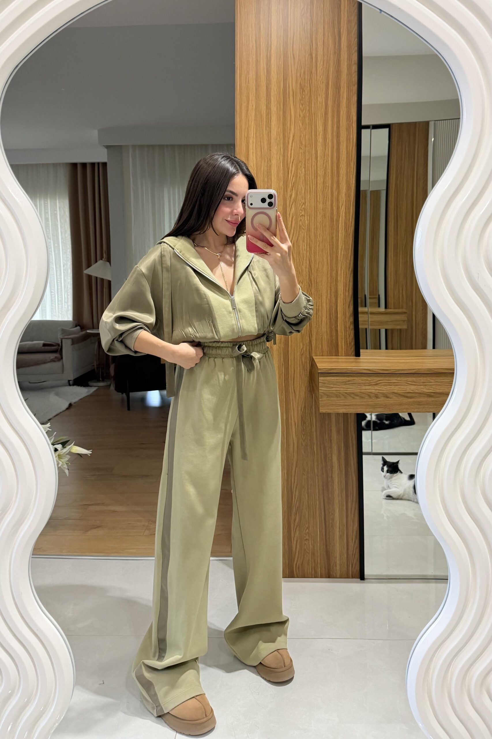 M.Dutti Saten Garnili İkili Takım - Yeşil