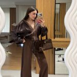 M.Dutti Saten Garnili İkili Takım - Kahve