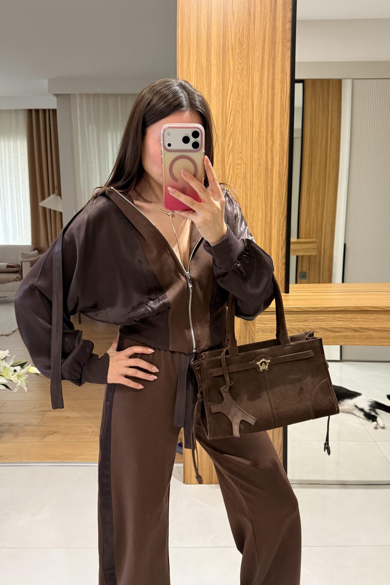 M.Dutti Saten Garnili İkili Takım - Kahve - Görsel 4