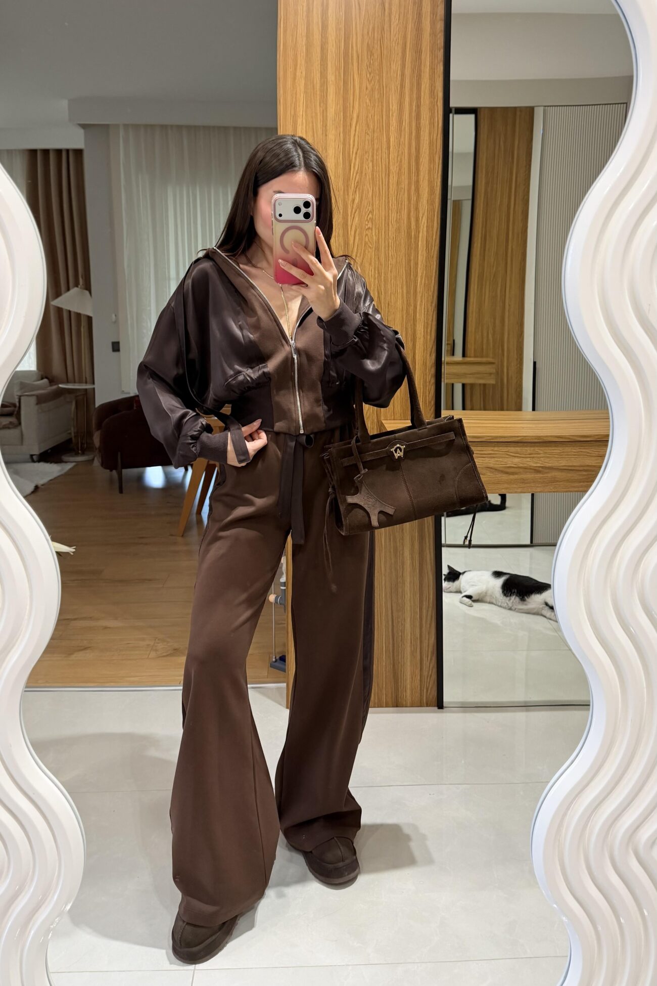 M.Dutti Saten Garnili İkili Takım - Kahve - Görsel 3