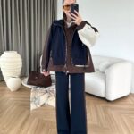 Massimo Kapüşonlu Garnili Takım - Lacivert-Kahve