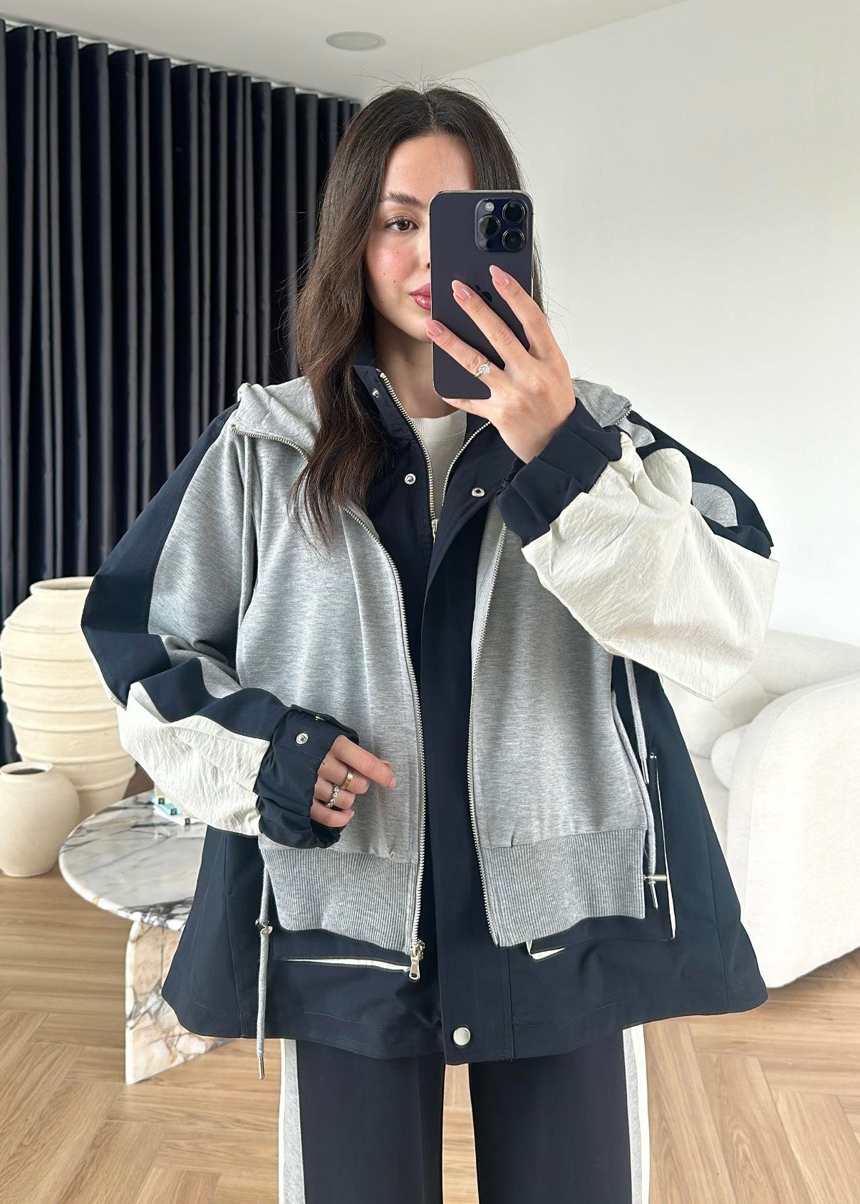 Massimo Kapüşonlu Garnili Takım - Lacivert-Gri - Görsel 10