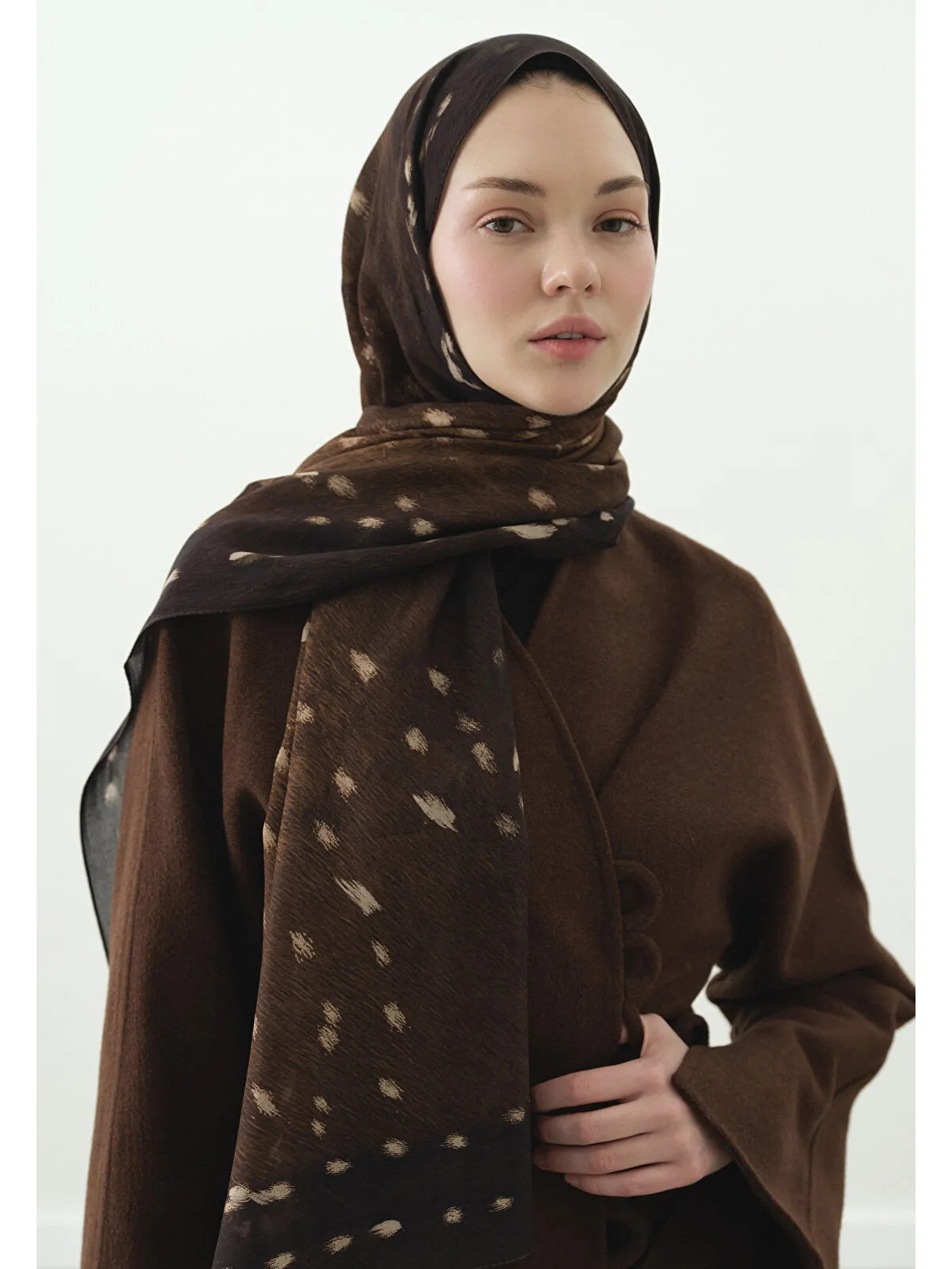 Fawn Ceylan Desen Şal -Kahve - Görsel 2