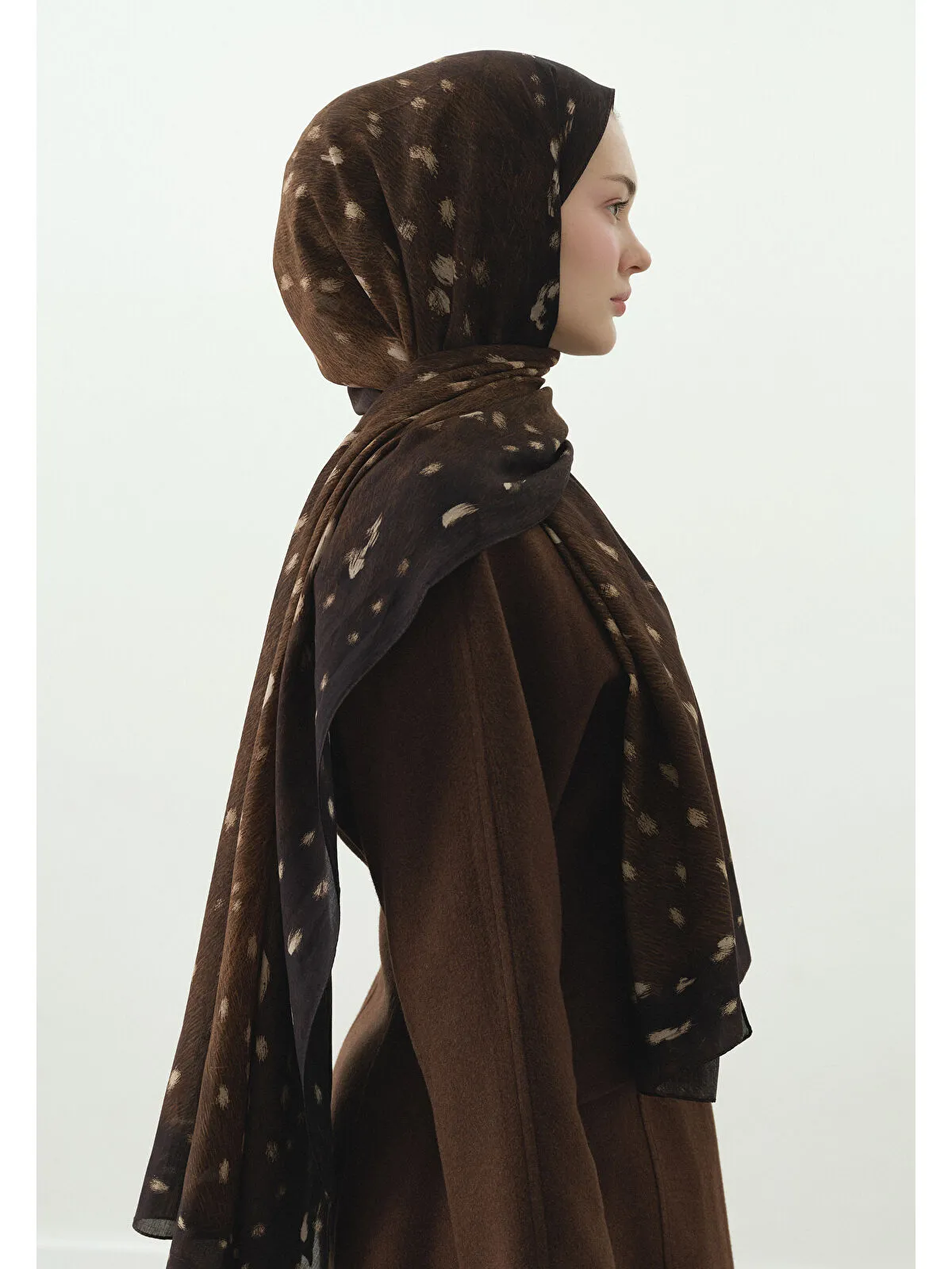 Fawn Ceylan Desen Şal -Kahve - Görsel 3