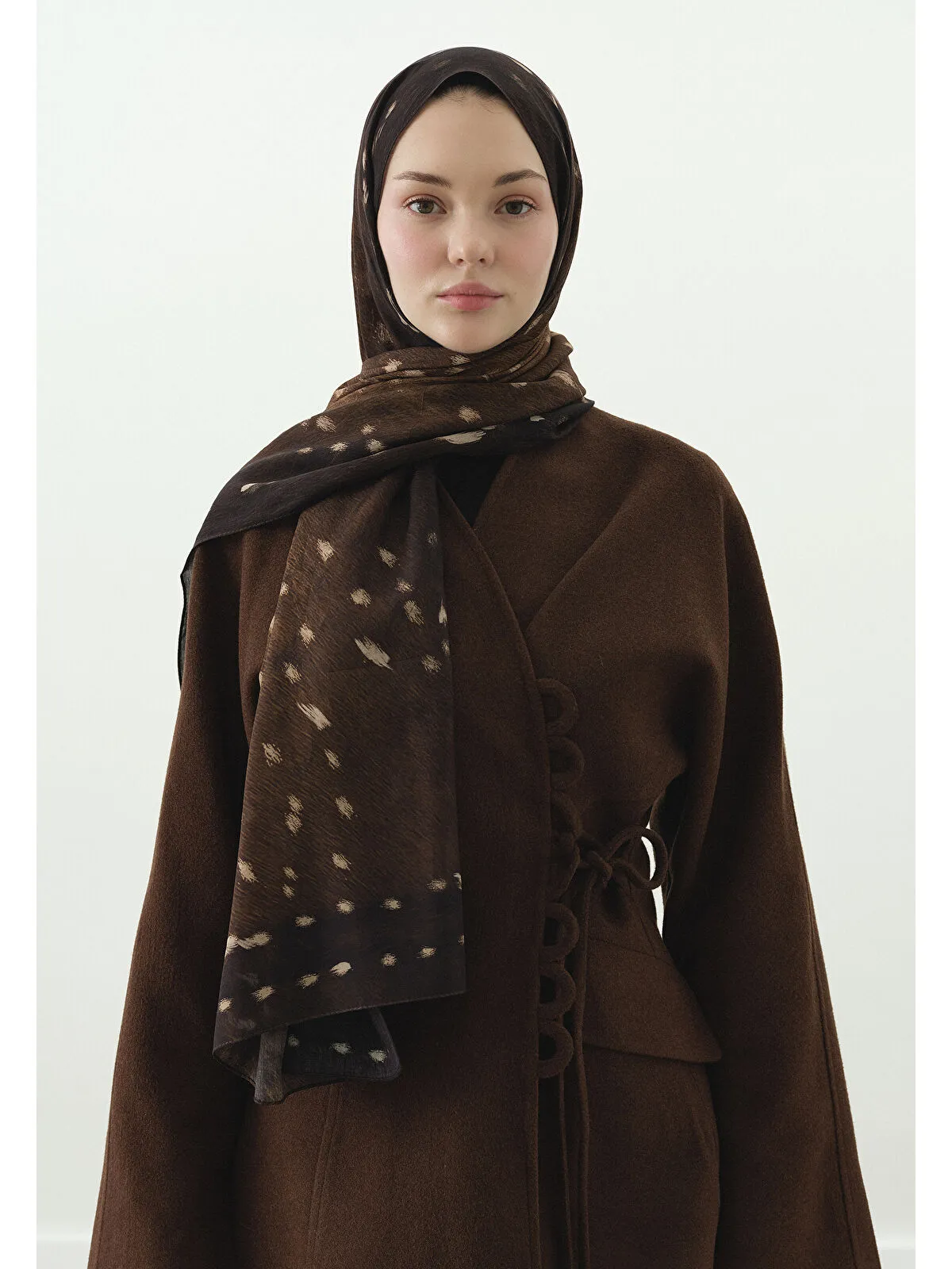 Fawn Ceylan Desen Şal -Kahve - Görsel 4