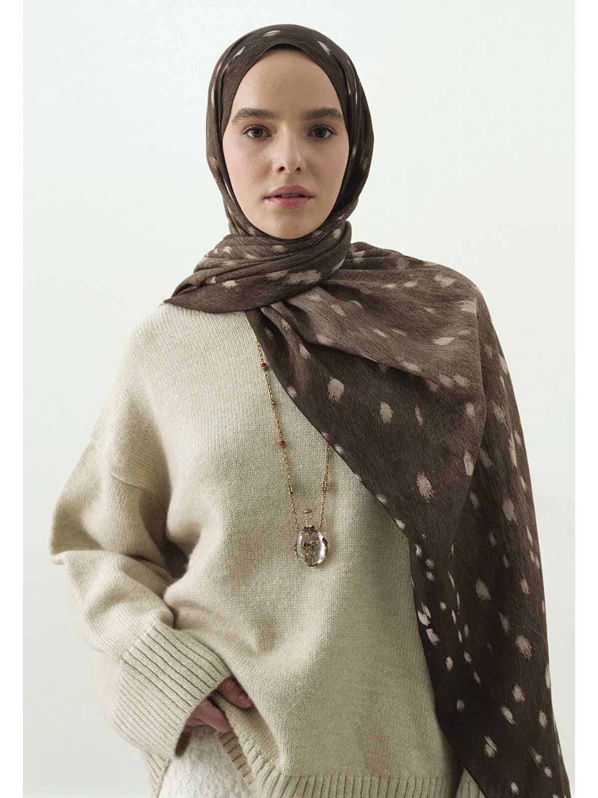 Fawn Ceylan Desen Şal - Vizon - Görsel 2