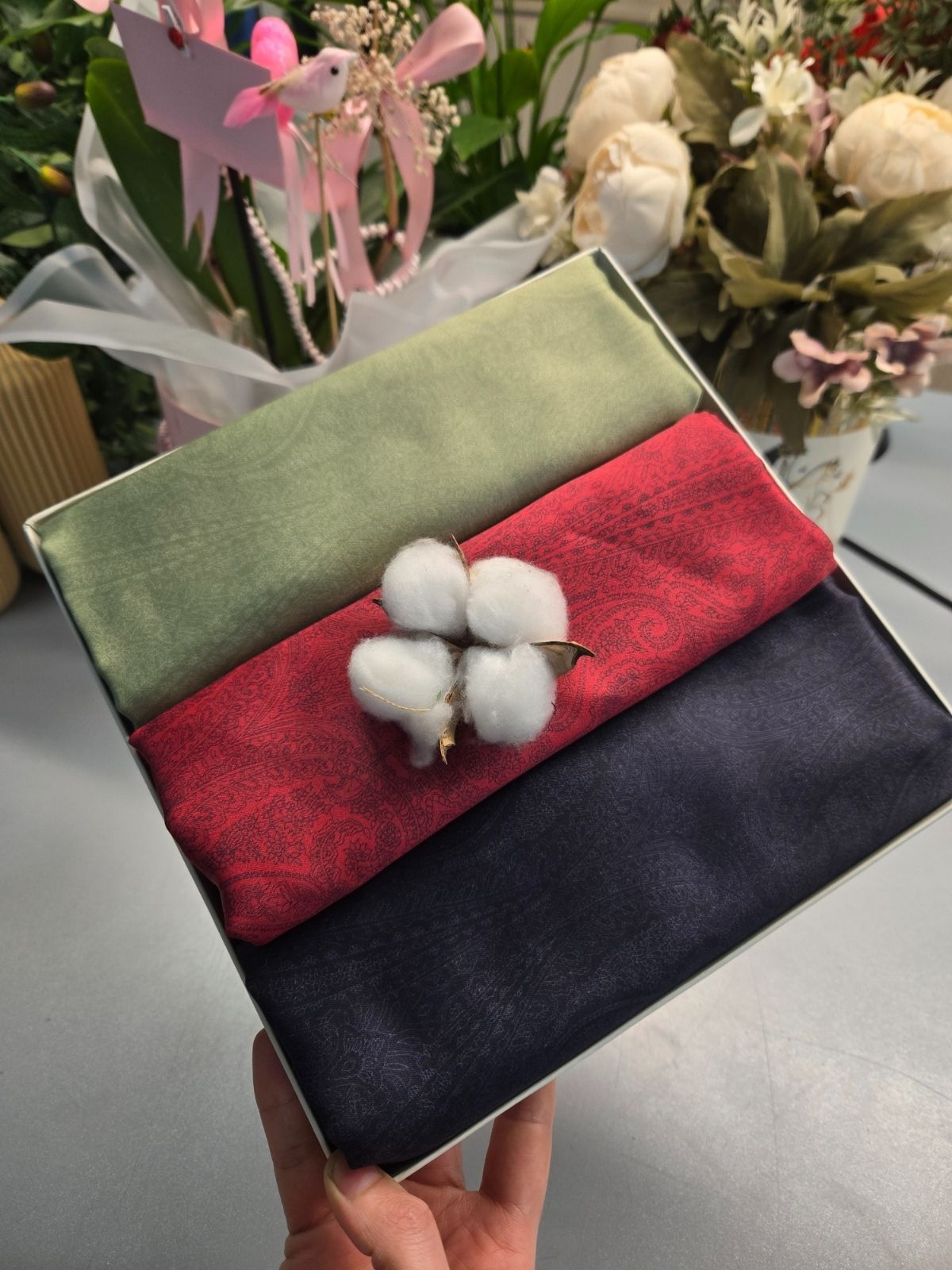 3'Lü Gölge Desen Floş Pamuk Avantajlı Kutu