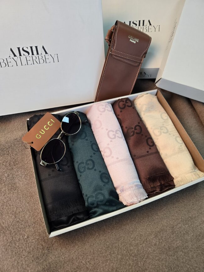 G İthal Kaşmir İpek Şal (Kutulu) – İthal Gözlük Ve Çanta Hediyeli