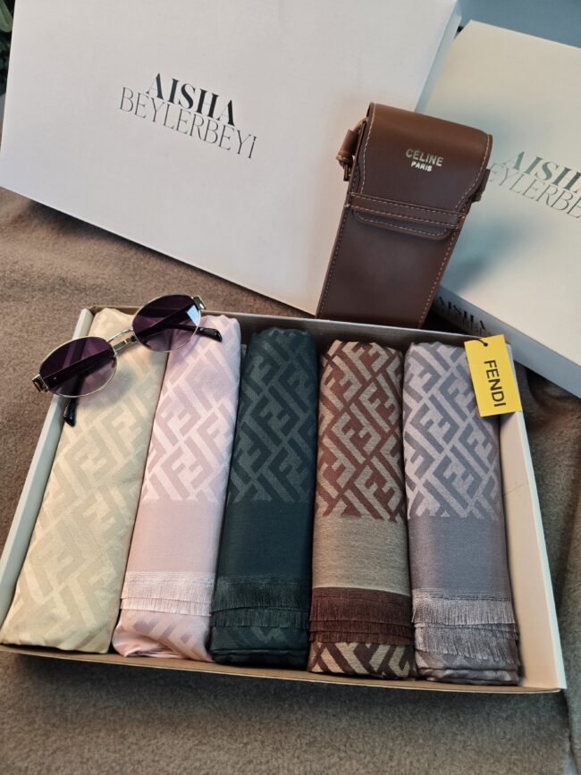 F İthal Kaşmir İpek Şal(Kutulu) – İthal Gözlük Ve Çanta Hediyeli