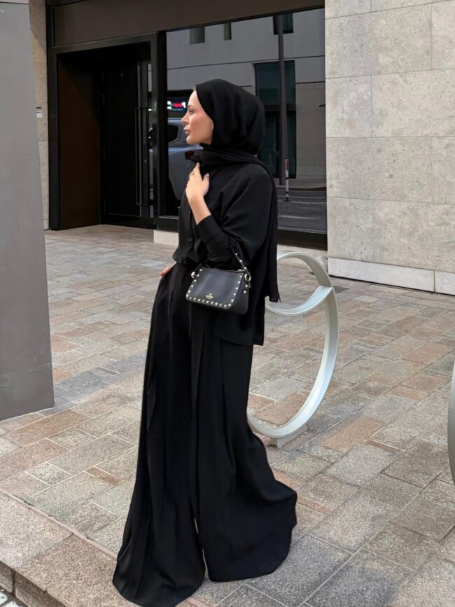 Maison Prestige Pliseli Palazzo Takım -  Siyah